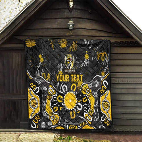 Personalized Richmond Tigers Quilt Aboriginal Dot Painting Graffiti Style