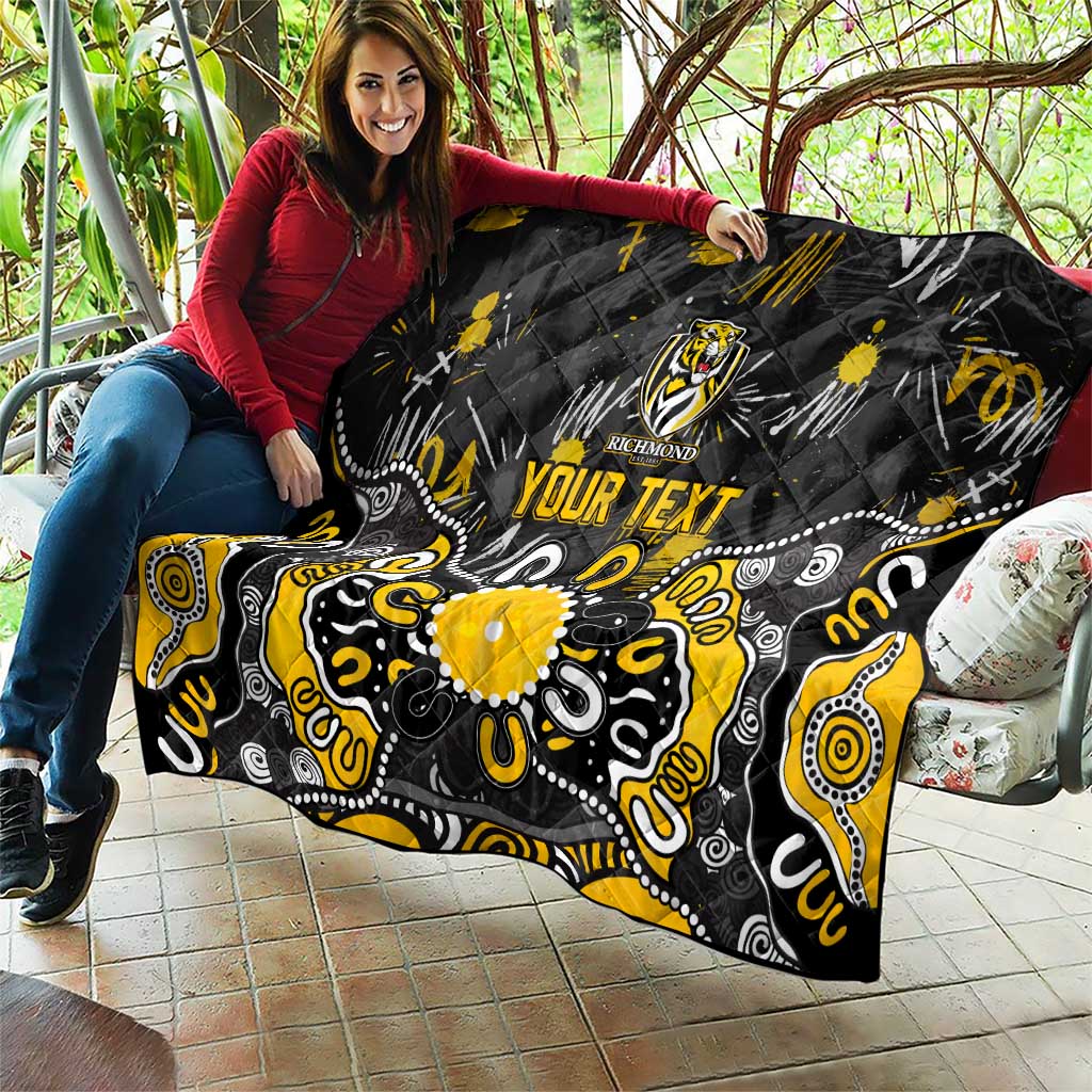 Personalized Richmond Tigers Quilt Aboriginal Dot Painting Graffiti Style