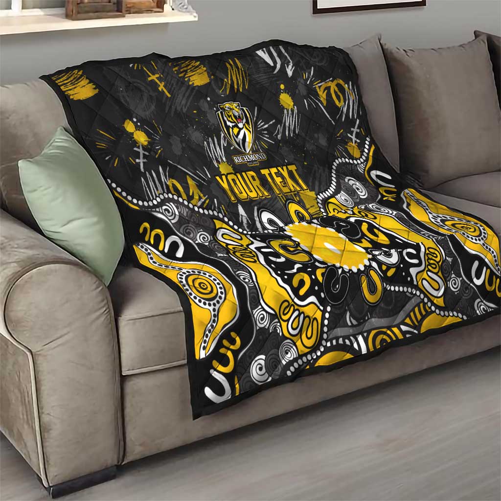 Personalized Richmond Tigers Quilt Aboriginal Dot Painting Graffiti Style