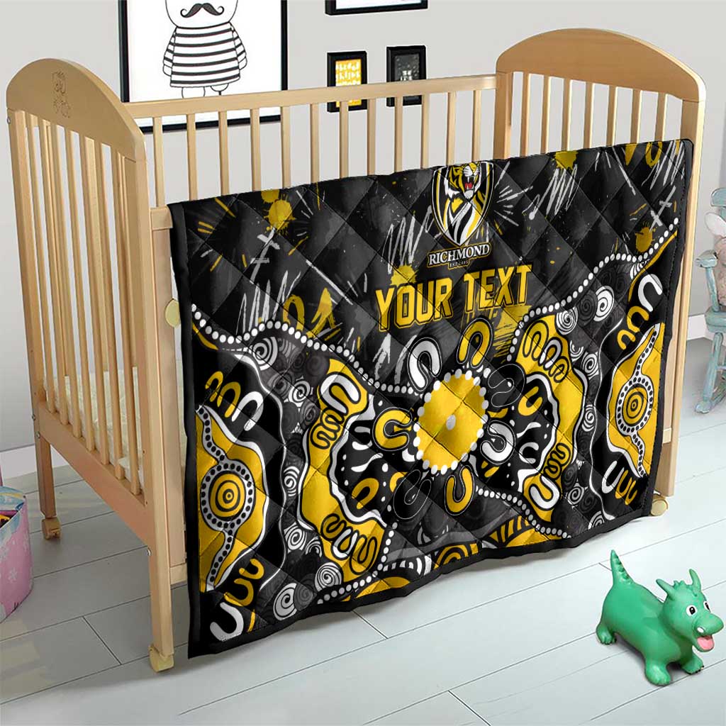 Personalized Richmond Tigers Quilt Aboriginal Dot Painting Graffiti Style