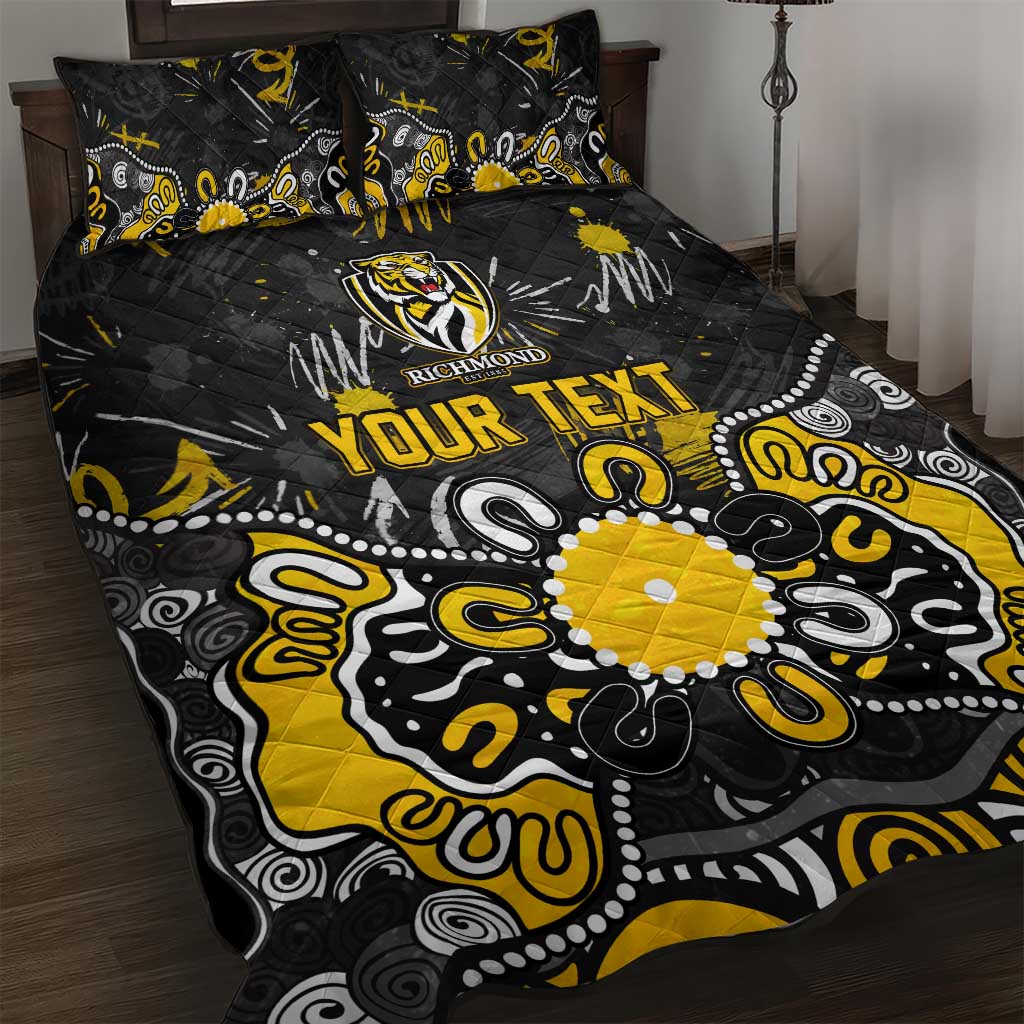 Personalized Richmond Tigers Quilt Bed Set Aboriginal Dot Painting Graffiti Style