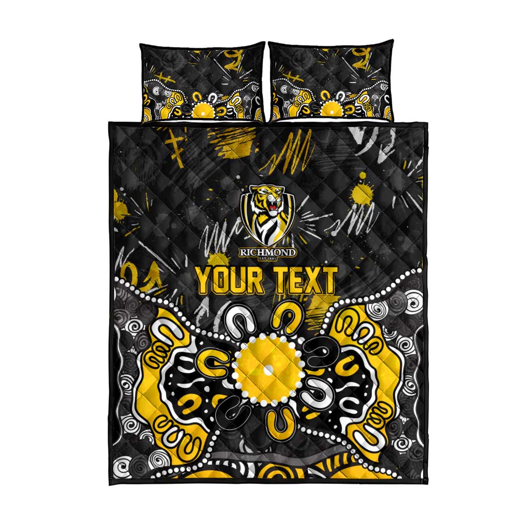 Personalized Richmond Tigers Quilt Bed Set Aboriginal Dot Painting Graffiti Style