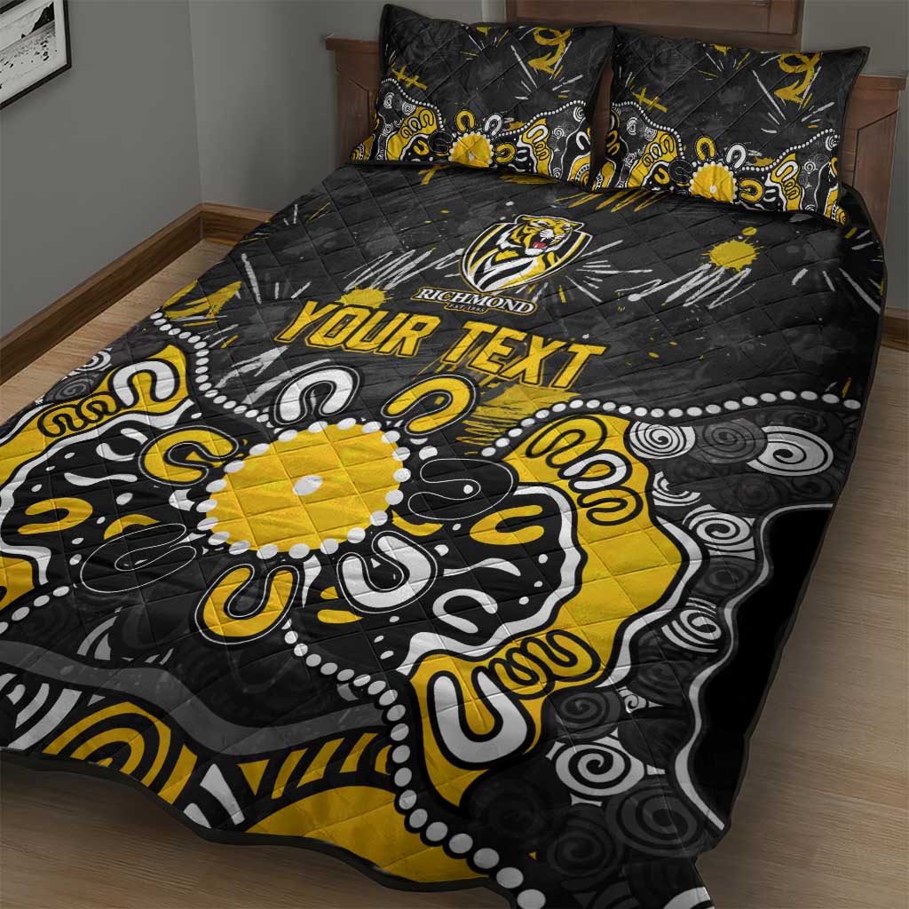 Personalized Richmond Tigers Quilt Bed Set Aboriginal Dot Painting Graffiti Style