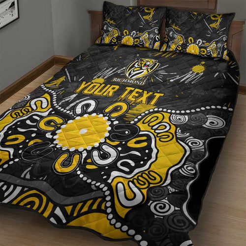 Personalized Richmond Tigers Quilt Bed Set Aboriginal Dot Painting Graffiti Style