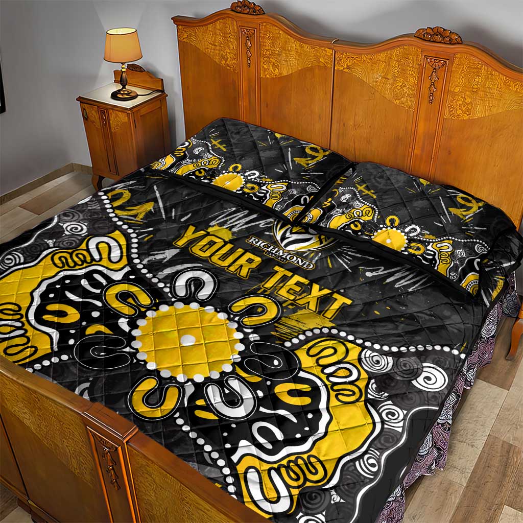 Personalized Richmond Tigers Quilt Bed Set Aboriginal Dot Painting Graffiti Style