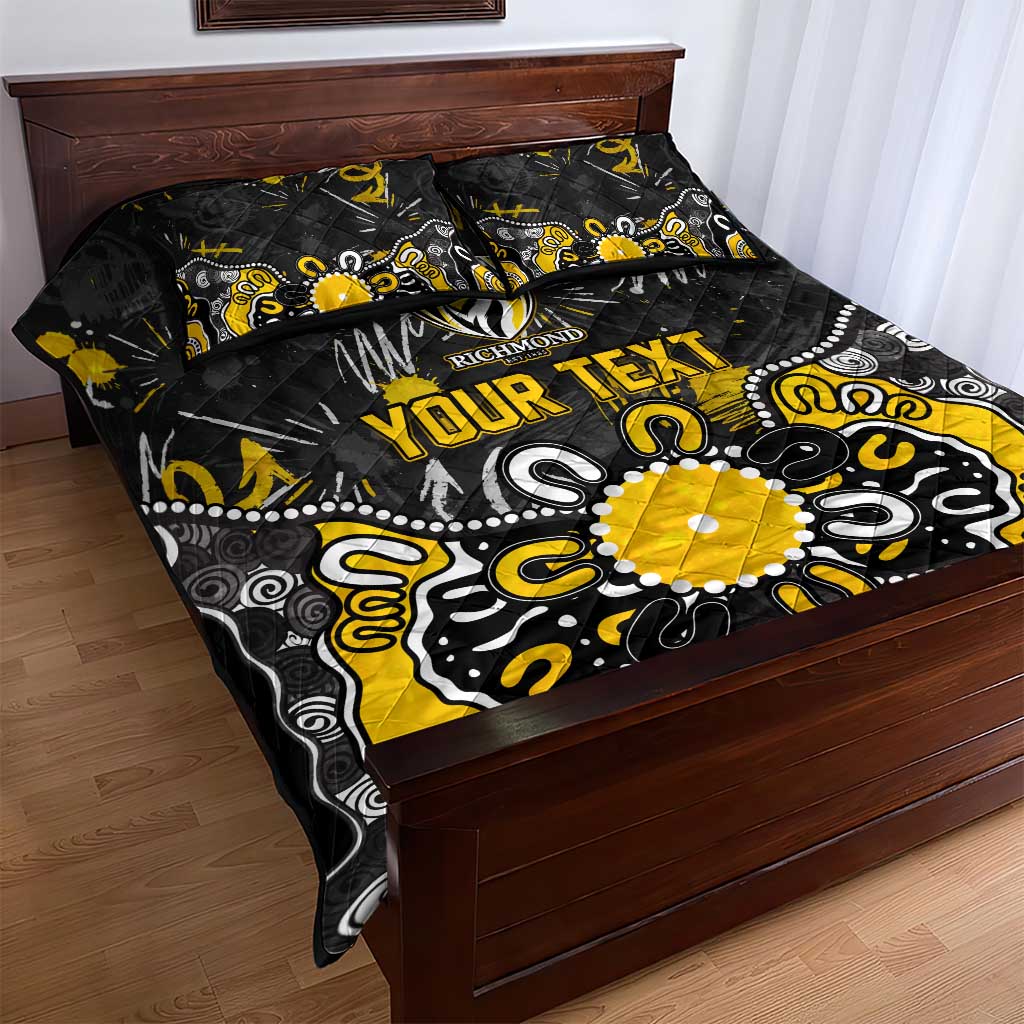 Personalized Richmond Tigers Quilt Bed Set Aboriginal Dot Painting Graffiti Style