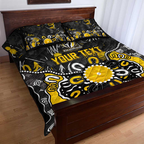 Personalized Richmond Tigers Quilt Bed Set Aboriginal Dot Painting Graffiti Style