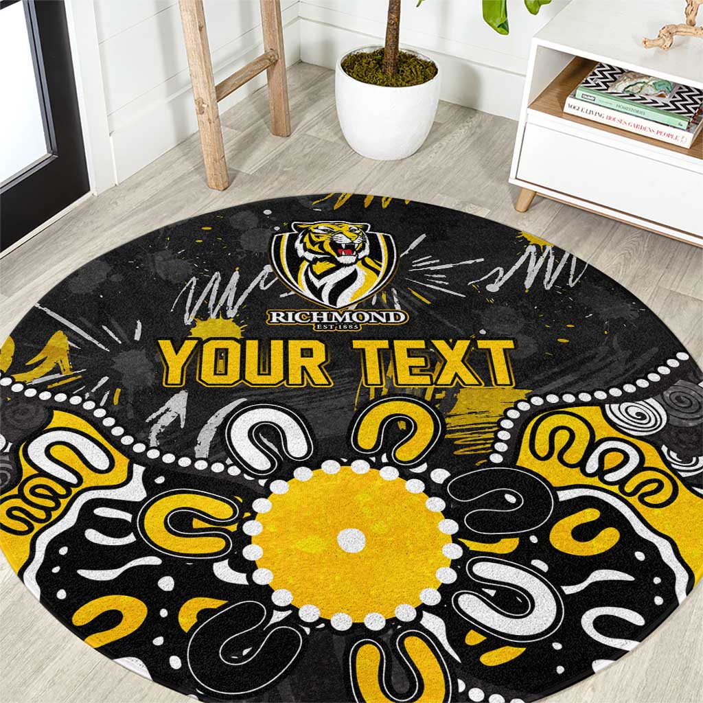 Personalized Richmond Tigers Round Carpet Aboriginal Dot Painting Graffiti Style