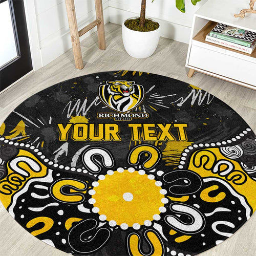Personalized Richmond Tigers Round Carpet Aboriginal Dot Painting Graffiti Style