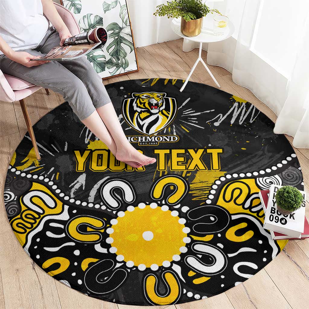 Personalized Richmond Tigers Round Carpet Aboriginal Dot Painting Graffiti Style