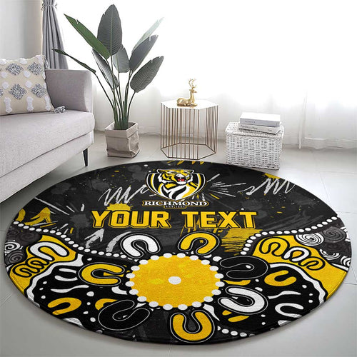 Personalized Richmond Tigers Round Carpet Aboriginal Dot Painting Graffiti Style