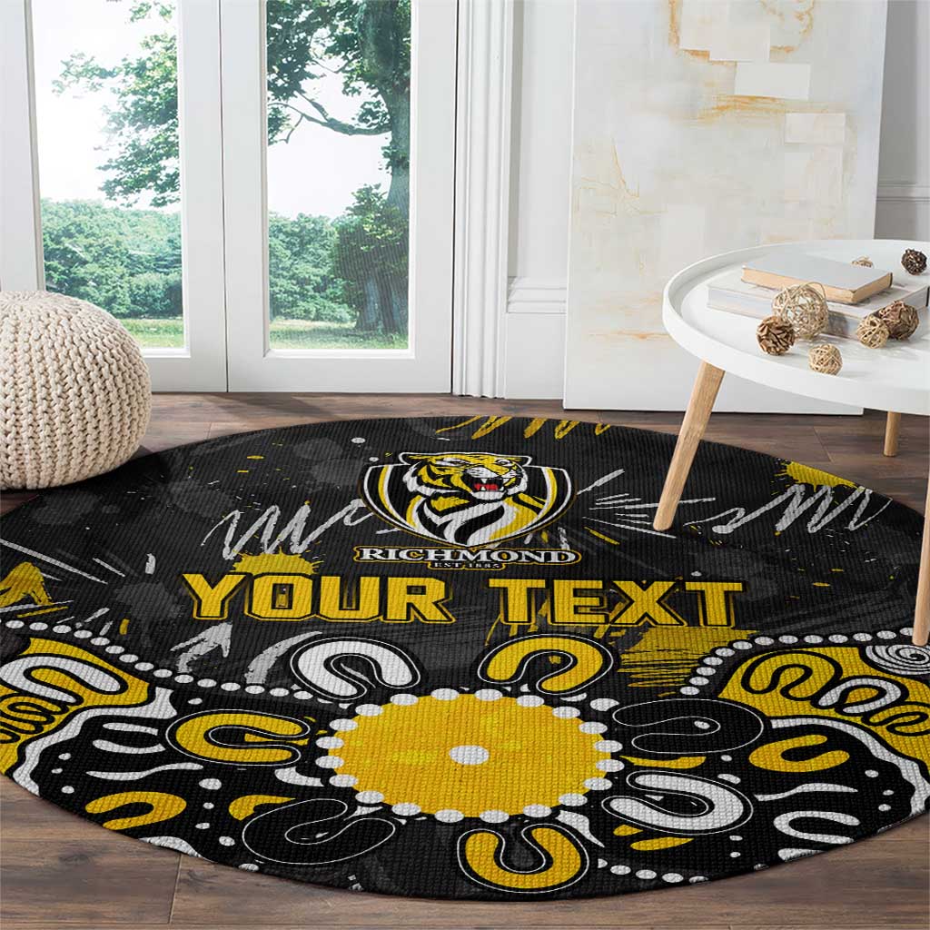 Personalized Richmond Tigers Round Carpet Aboriginal Dot Painting Graffiti Style
