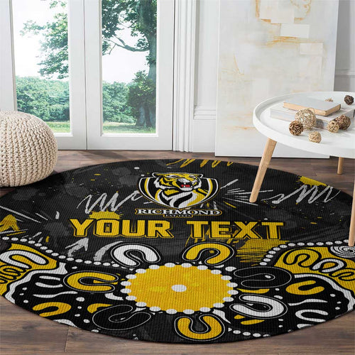 Personalized Richmond Tigers Round Carpet Aboriginal Dot Painting Graffiti Style
