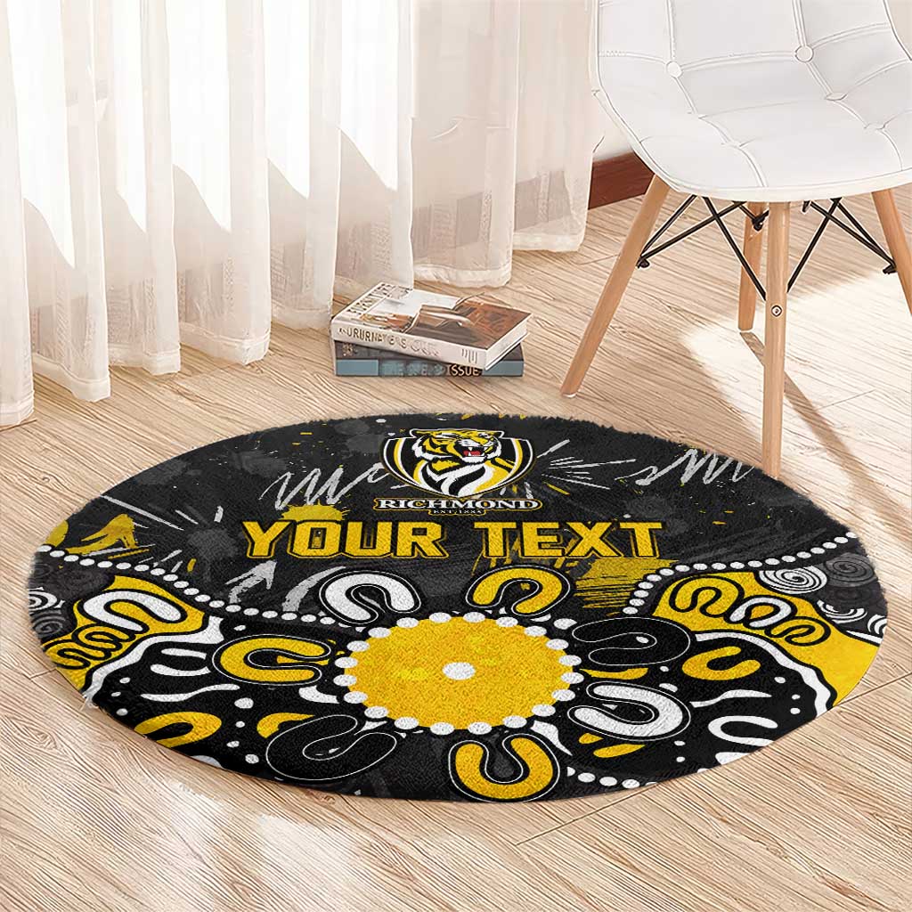 Personalized Richmond Tigers Round Carpet Aboriginal Dot Painting Graffiti Style
