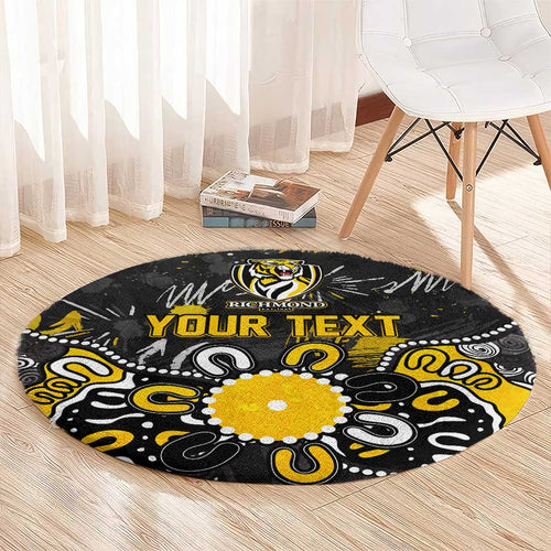 Personalized Richmond Tigers Round Carpet Aboriginal Dot Painting Graffiti Style