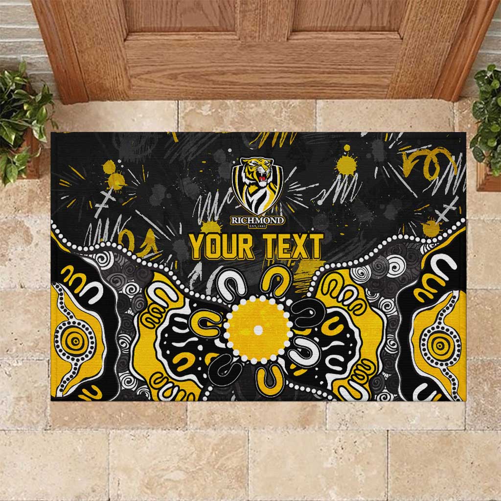 Personalized Richmond Tigers Rubber Doormat Aboriginal Dot Painting Graffiti Style