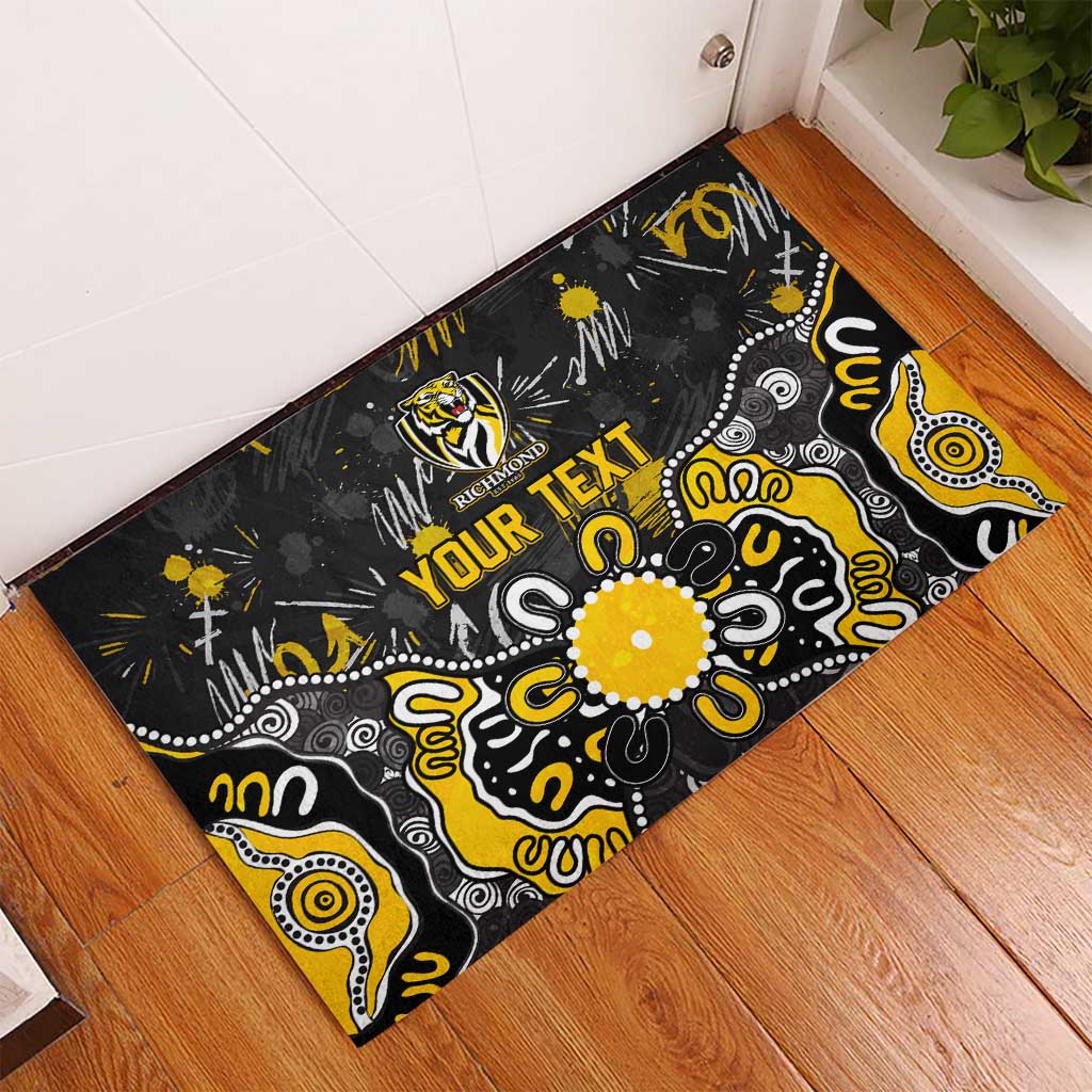 Personalized Richmond Tigers Rubber Doormat Aboriginal Dot Painting Graffiti Style