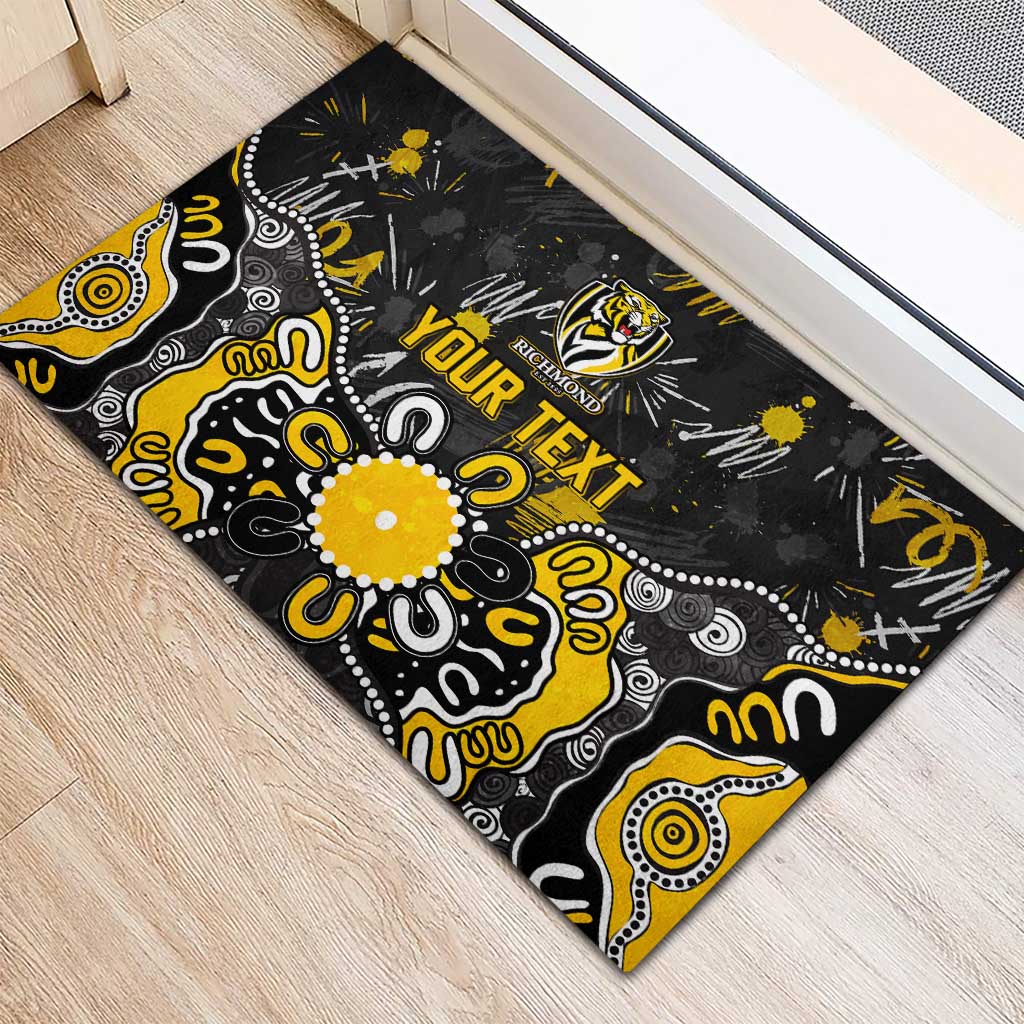 Personalized Richmond Tigers Rubber Doormat Aboriginal Dot Painting Graffiti Style
