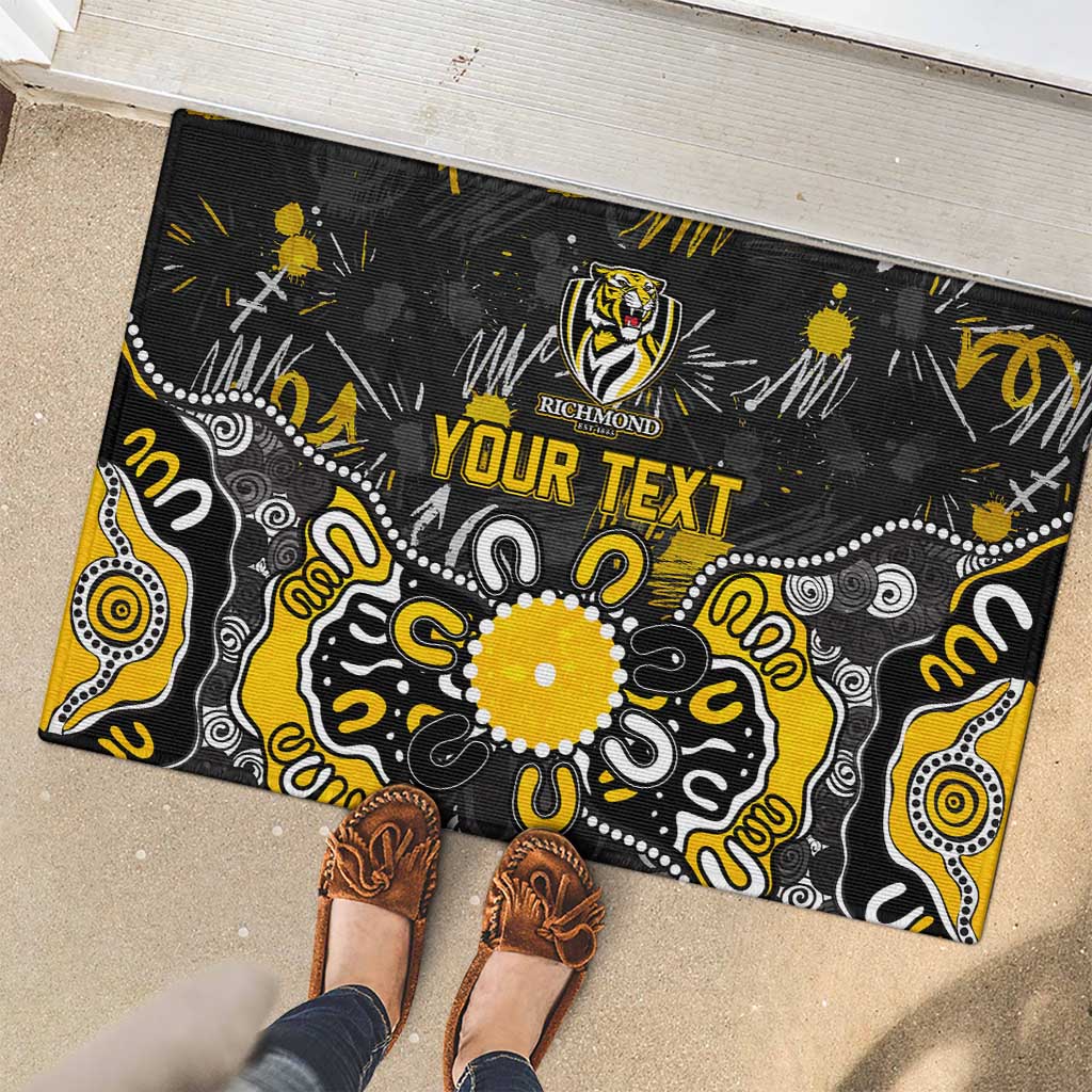 Personalized Richmond Tigers Rubber Doormat Aboriginal Dot Painting Graffiti Style