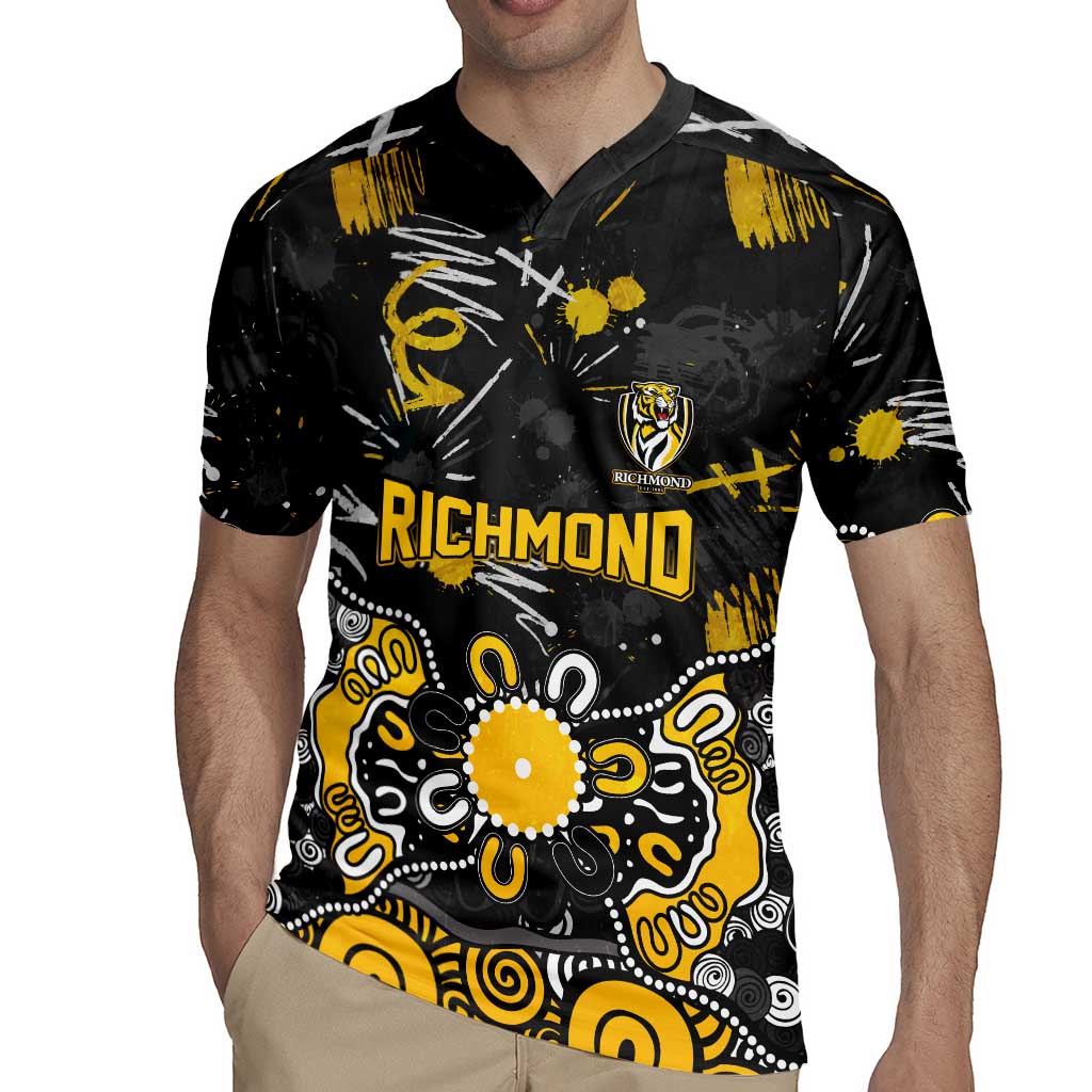 Personalized Richmond Tigers Rugby Jersey Aboriginal Dot Painting Graffiti Style