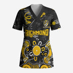 Personalized Richmond Tigers Scrub Top Aboriginal Dot Painting Graffiti Style