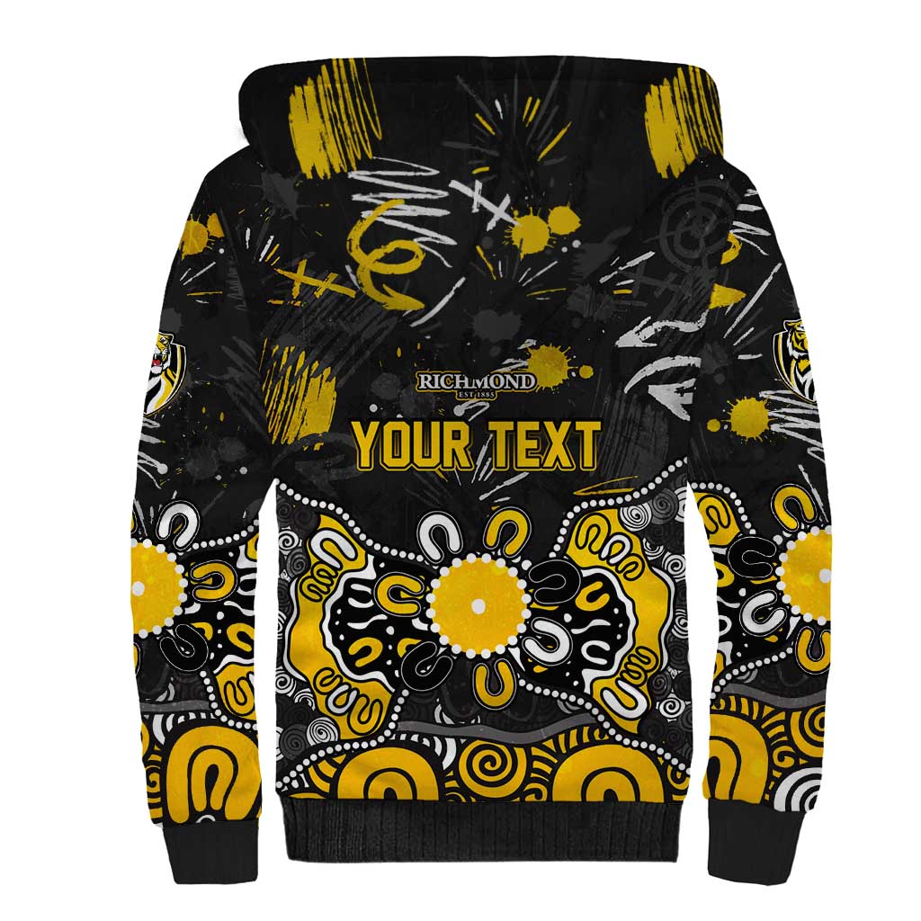 Personalized Richmond Tigers Sherpa Hoodie Aboriginal Dot Painting Graffiti Style