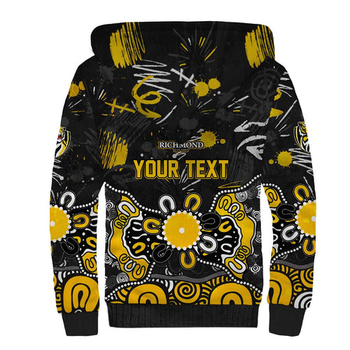 Personalized Richmond Tigers Sherpa Hoodie Aboriginal Dot Painting Graffiti Style