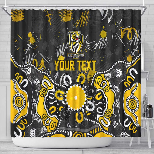 Personalized Richmond Tigers Shower Curtain Aboriginal Dot Painting Graffiti Style