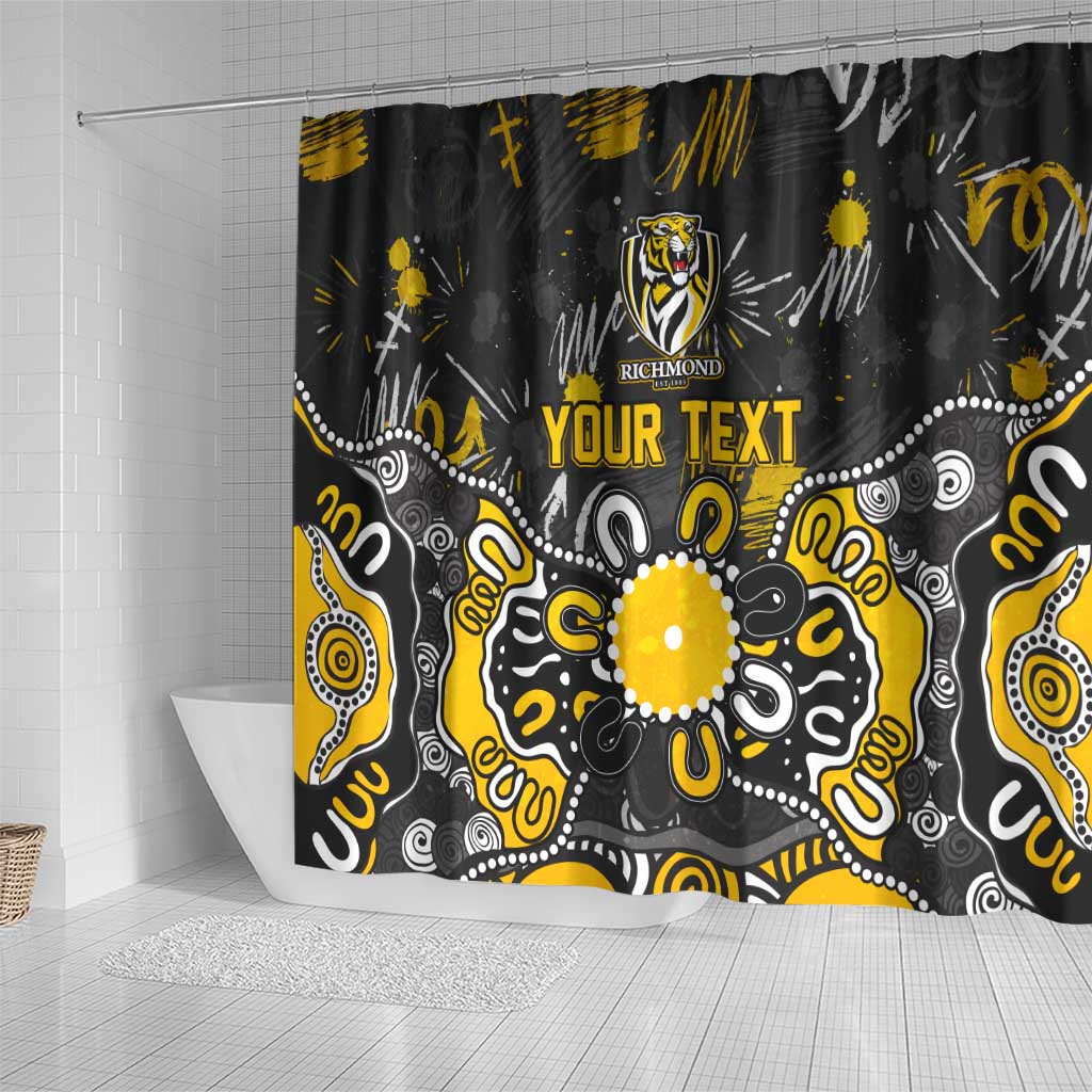 Personalized Richmond Tigers Shower Curtain Aboriginal Dot Painting Graffiti Style