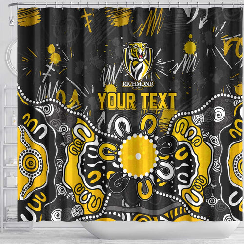 Personalized Richmond Tigers Shower Curtain Aboriginal Dot Painting Graffiti Style