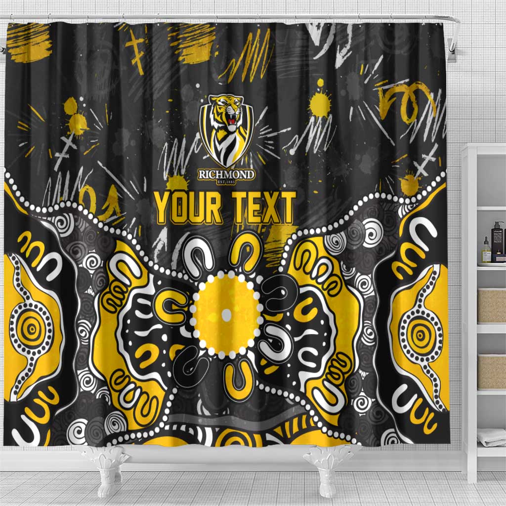 Personalized Richmond Tigers Shower Curtain Aboriginal Dot Painting Graffiti Style