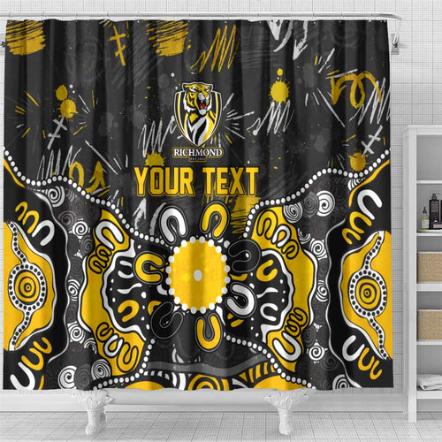 Personalized Richmond Tigers Shower Curtain Aboriginal Dot Painting Graffiti Style