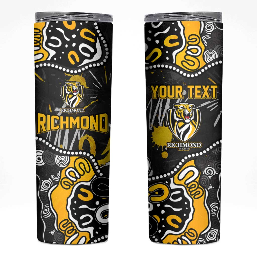 Personalized Richmond Tigers Skinny Tumbler Aboriginal Dot Painting Graffiti Style