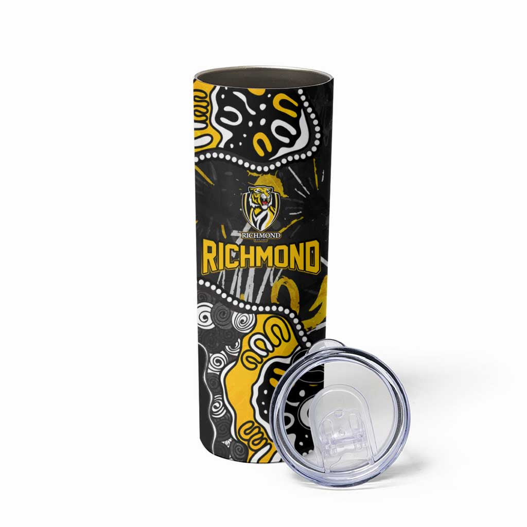 Personalized Richmond Tigers Skinny Tumbler Aboriginal Dot Painting Graffiti Style