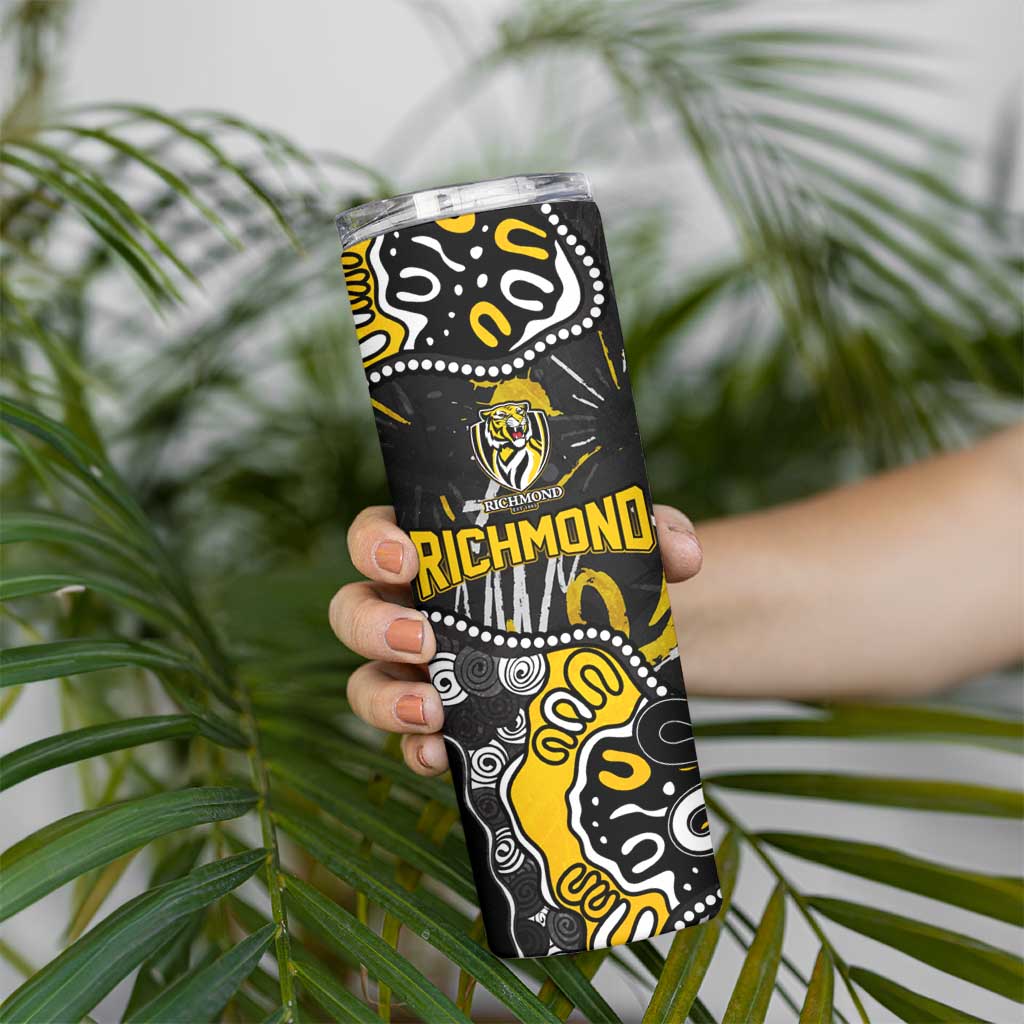 Personalized Richmond Tigers Skinny Tumbler Aboriginal Dot Painting Graffiti Style