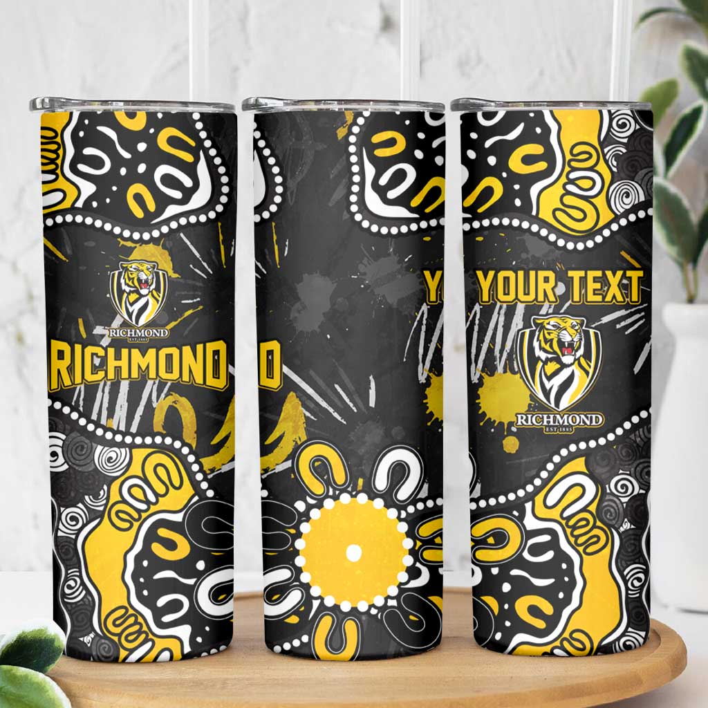 Personalized Richmond Tigers Skinny Tumbler Aboriginal Dot Painting Graffiti Style