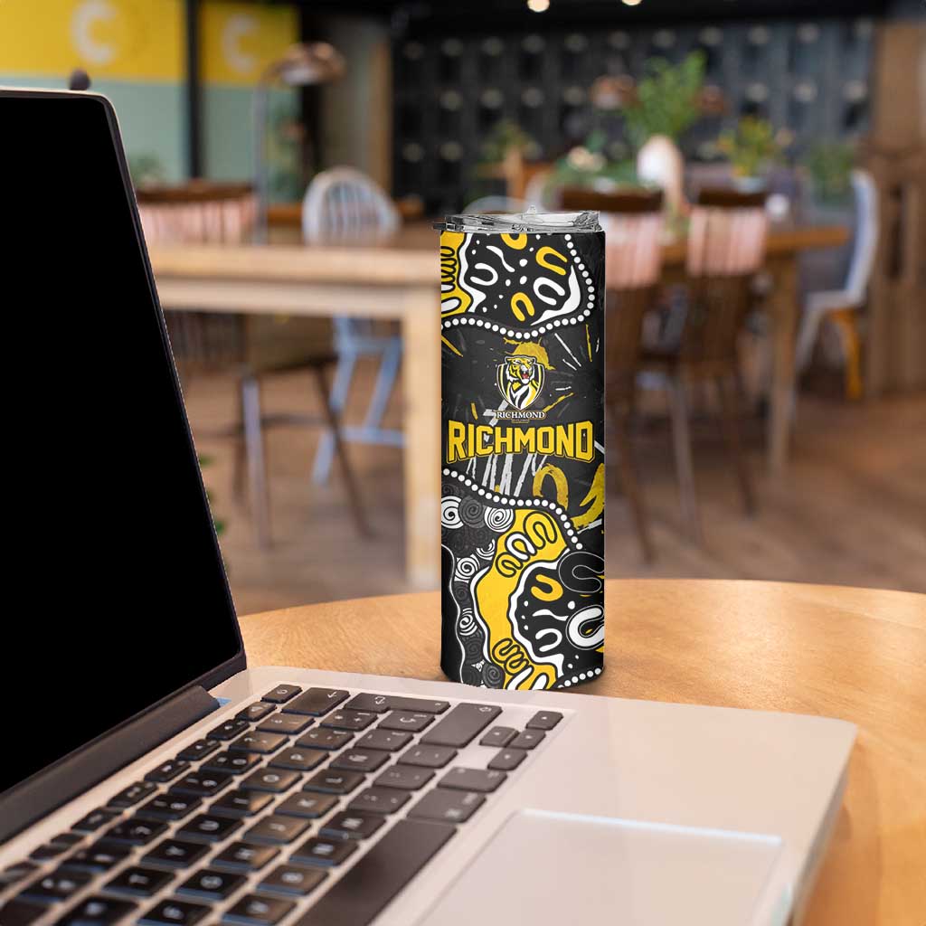 Personalized Richmond Tigers Skinny Tumbler Aboriginal Dot Painting Graffiti Style
