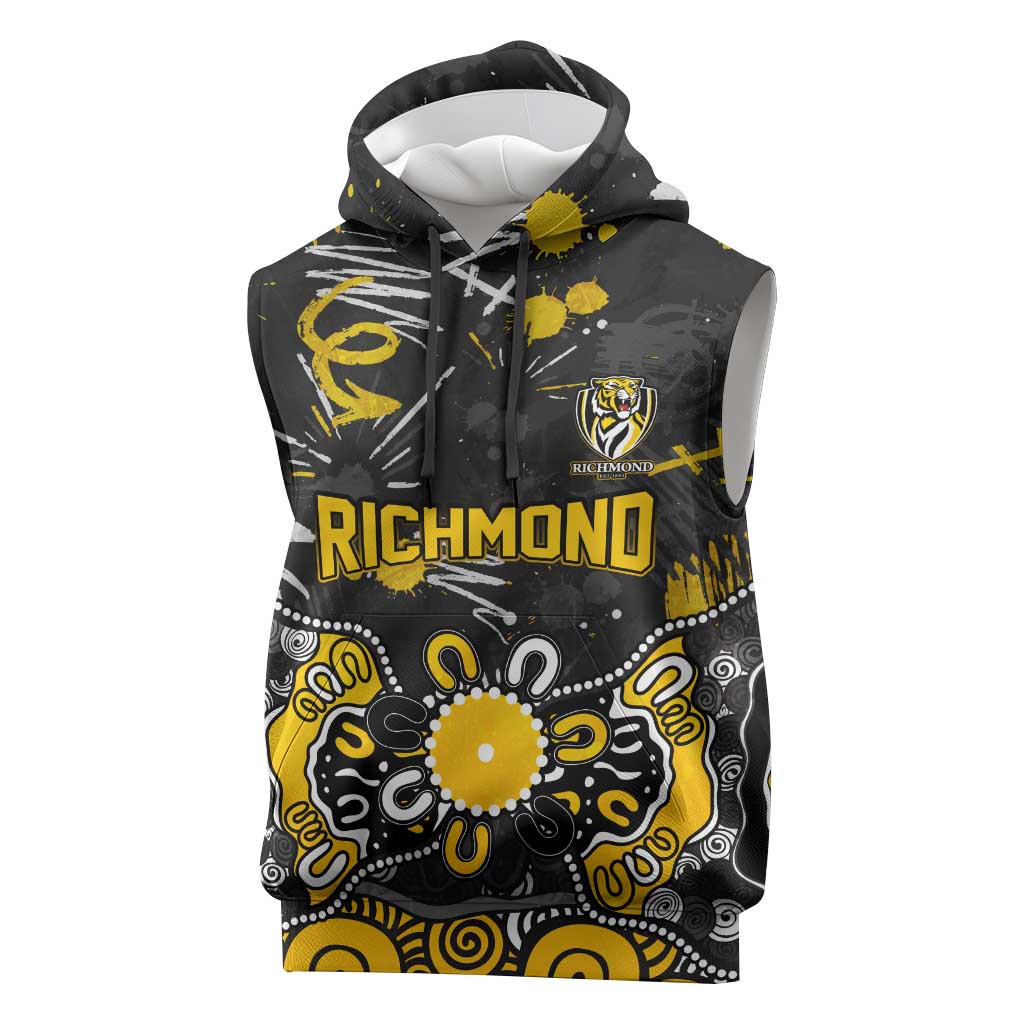 Personalized Richmond Tigers Sleeveless Hoodie Aboriginal Dot Painting Graffiti Style