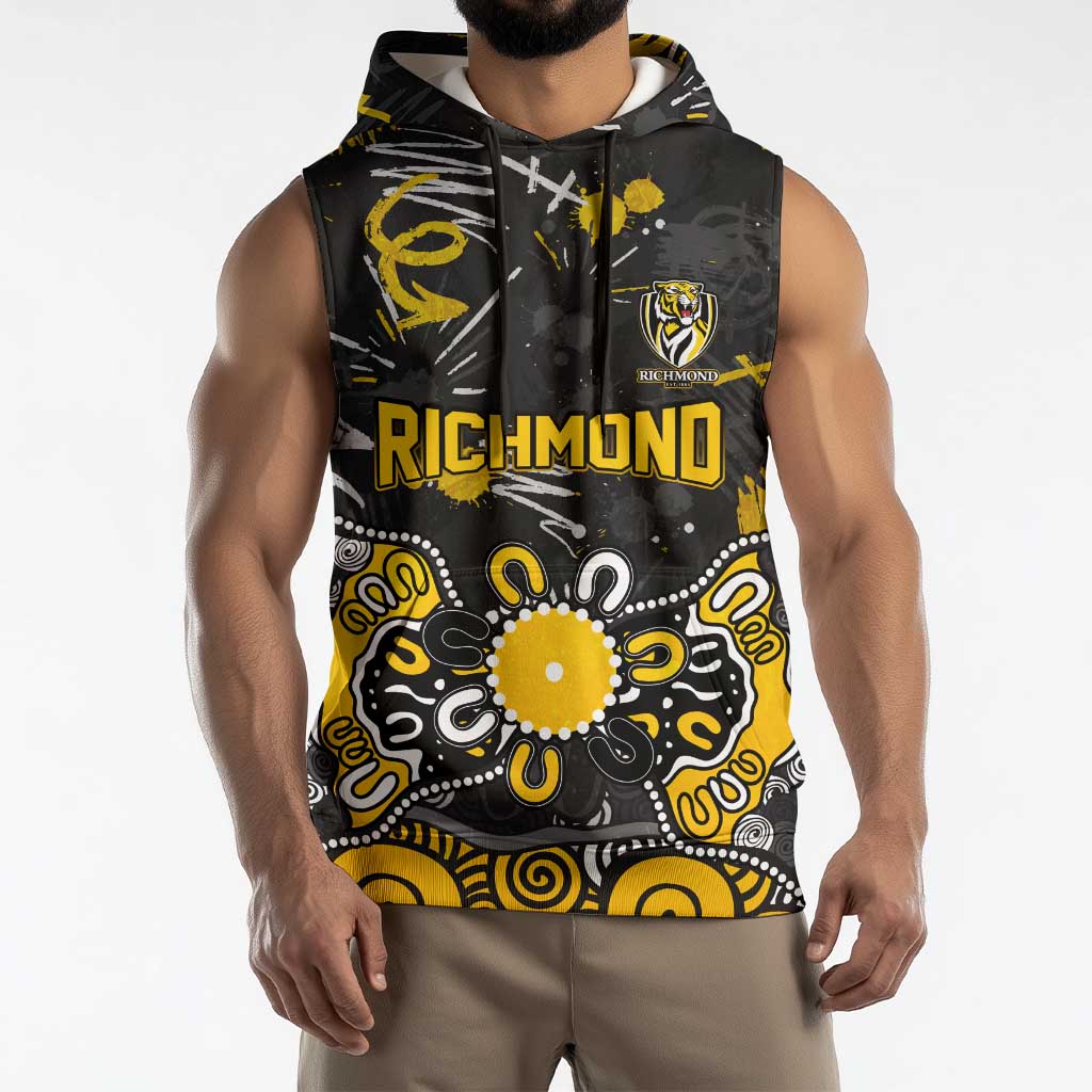 Personalized Richmond Tigers Sleeveless Hoodie Aboriginal Dot Painting Graffiti Style