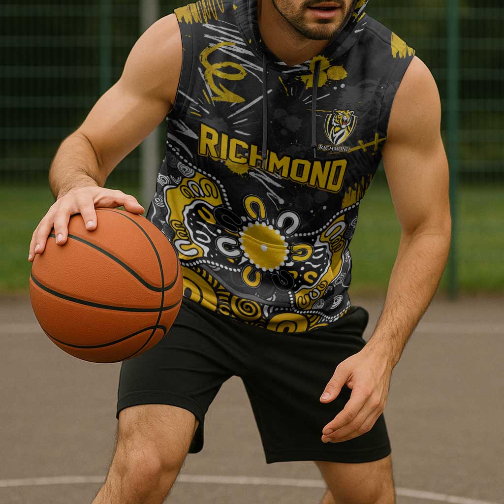 Personalized Richmond Tigers Sleeveless Hoodie Aboriginal Dot Painting Graffiti Style