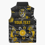 Personalized Richmond Tigers Sleeveless Puffer Jacket Aboriginal Dot Painting Graffiti Style