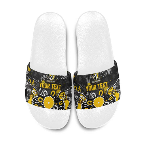 Personalized Richmond Tigers Slide Sandals Aboriginal Dot Painting Graffiti Style