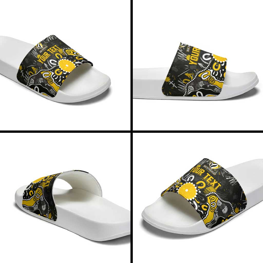 Personalized Richmond Tigers Slide Sandals Aboriginal Dot Painting Graffiti Style