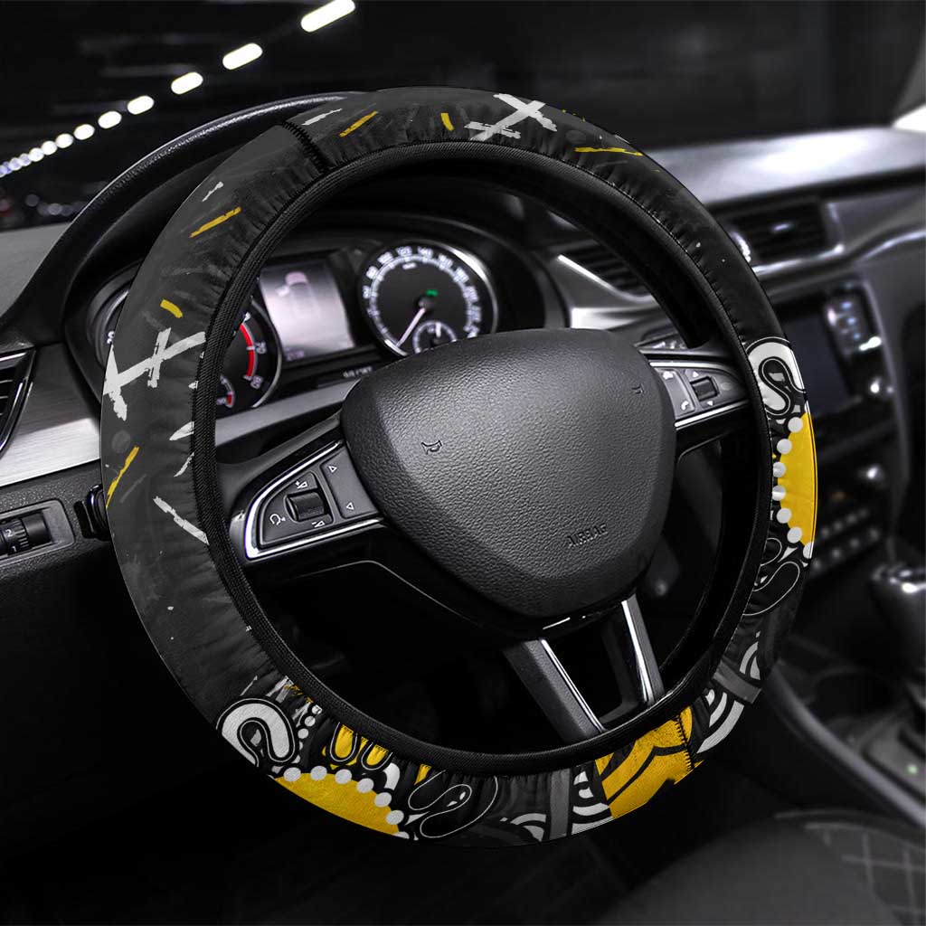 Richmond Tigers Steering Wheel Cover Aboriginal Dot Painting Graffiti Style
