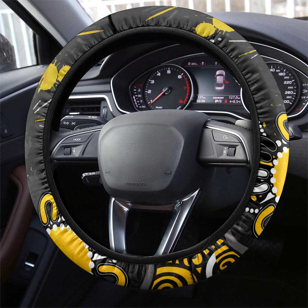 Richmond Tigers Steering Wheel Cover Aboriginal Dot Painting Graffiti Style