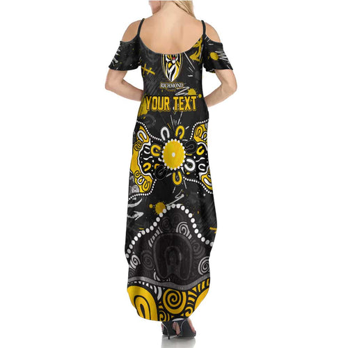 Personalized Richmond Tigers Summer Maxi Dress Aboriginal Dot Painting Graffiti Style