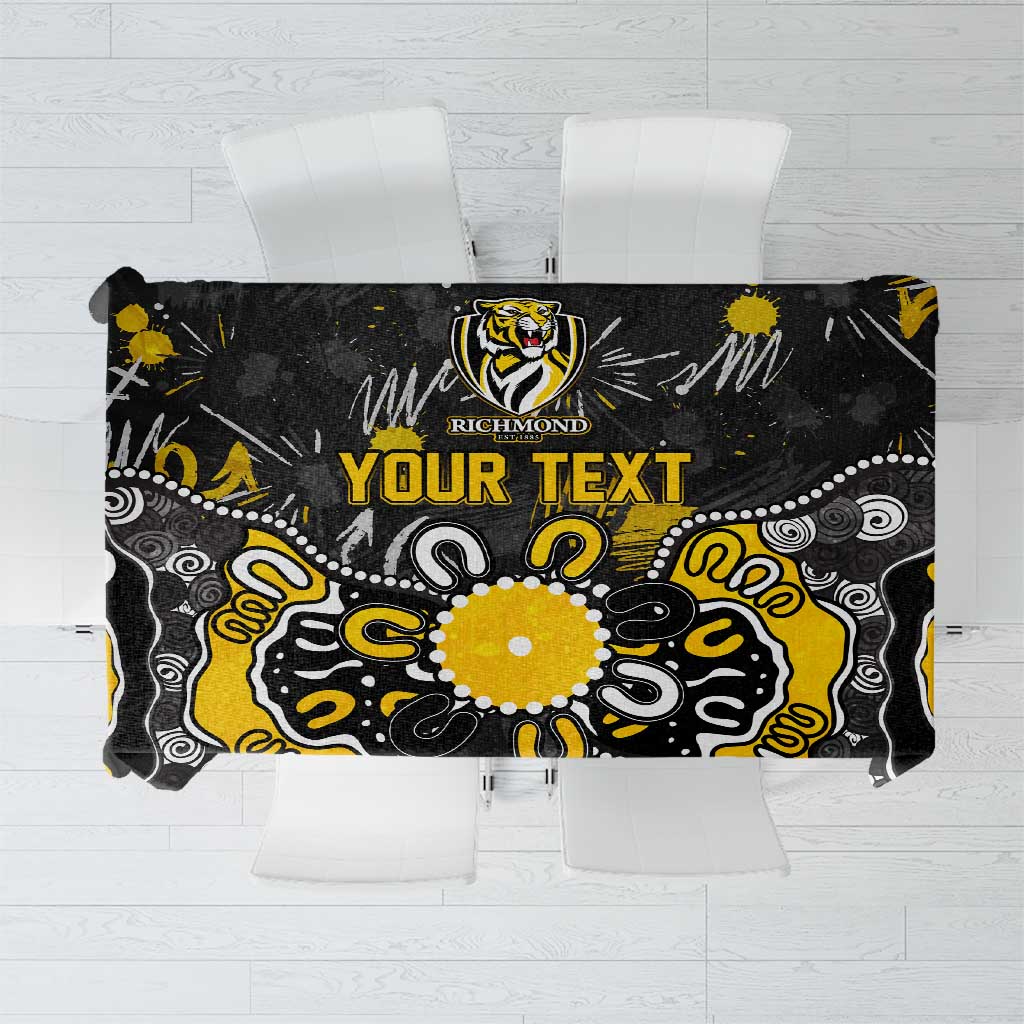 Personalized Richmond Tigers Tablecloth Aboriginal Dot Painting Graffiti Style