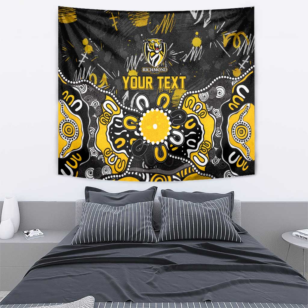 Personalized Richmond Tigers Tapestry Aboriginal Dot Painting Graffiti Style