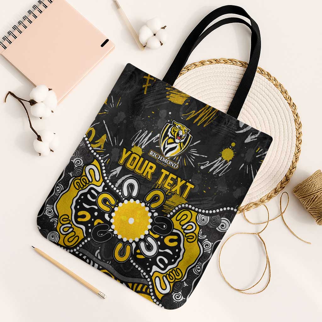 Personalized Richmond Tigers Tote Bag Aboriginal Dot Painting Graffiti Style