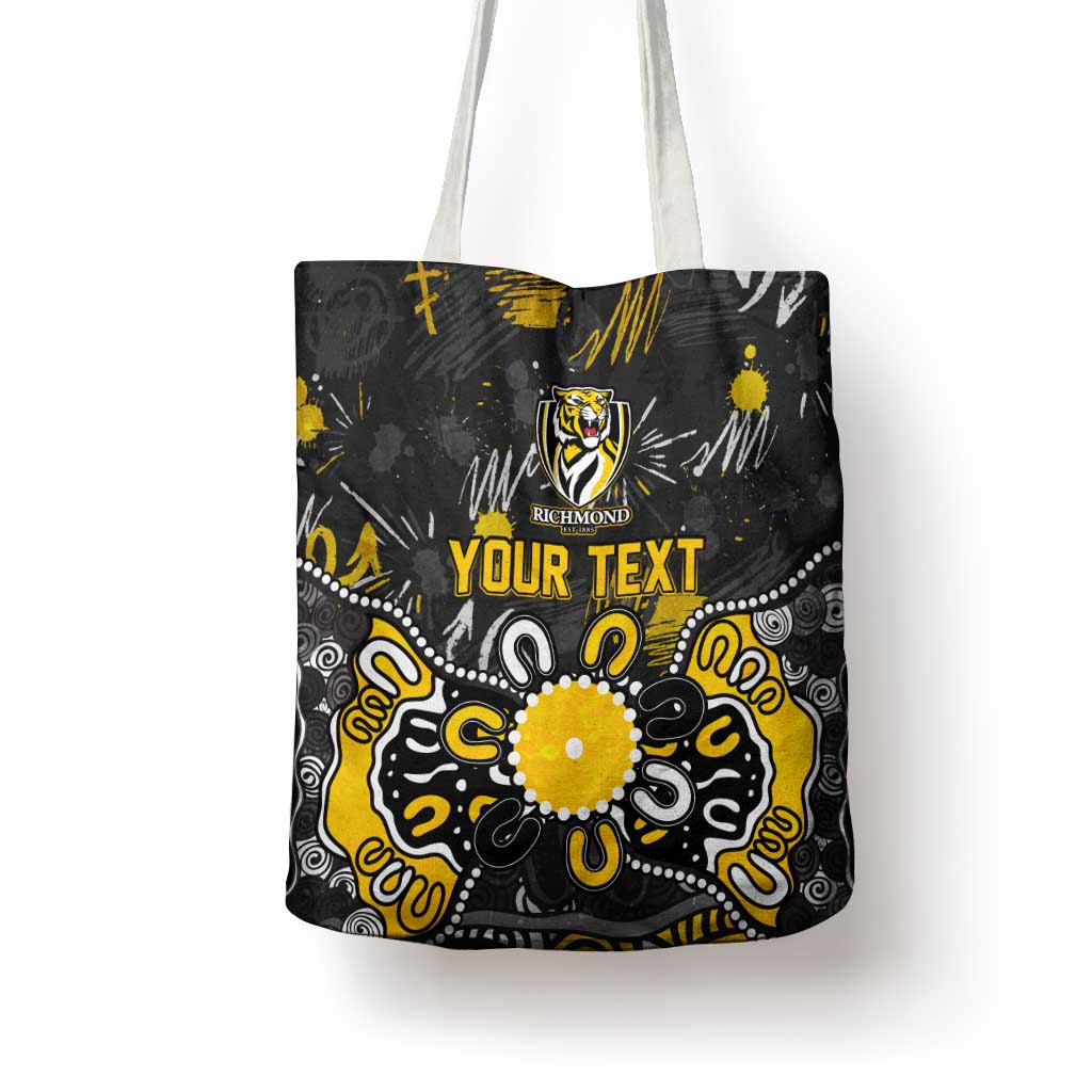 Personalized Richmond Tigers Tote Bag Aboriginal Dot Painting Graffiti Style